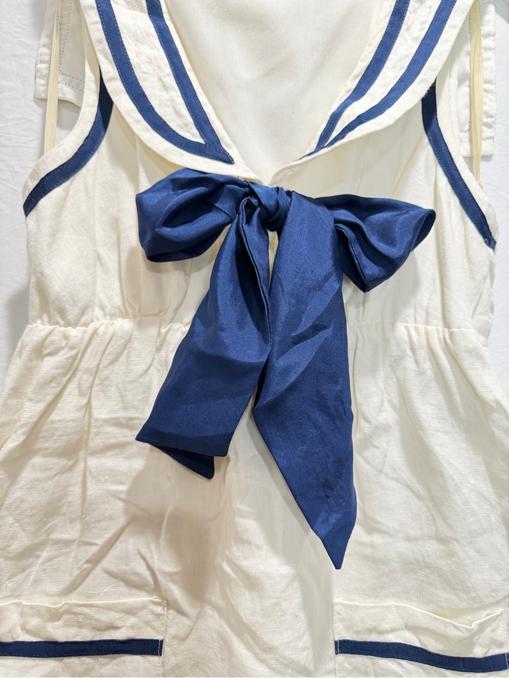 Forever 21 White Sailor Dress with Navy Bow - Picture 3 of 8
